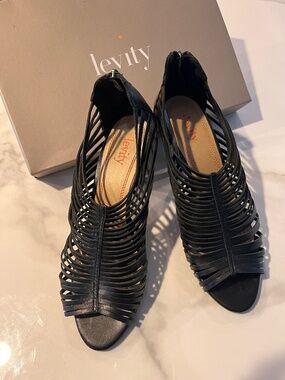 Levity black leather heels